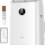 DREO 8000 BTU Mobiles Klimagerät (3-in-1 Kühlen/Ventilieren/Entfeuchten), leise für Schlafzimmer/Büro, Steuerung per App/Sprachbefehl/Fernbedienung, drainagefrei, Fenster-Set, 2,5 L/h, AC319S
