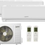 Plus Klimaanlage Dual Split 9000+9000 BTU, Wi-Fi, R32, Energieeffizienz A++/A+, Klimagerät mit Zwei Inneneinheiten und 1 Außeneinheit, Fernbedienung, App-Steuerung, Niedriger Verbrauch
