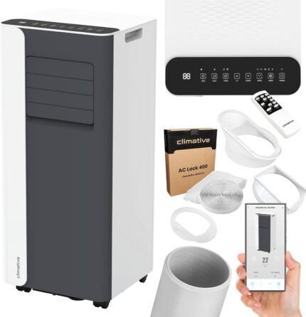 Mobile Klimaanlage 9000 BTU WiFi Tuya Smart Klimaanlage Mobil mit Abluftschlauch Mini 2,6 kW 3-in-1 Portable Air Conditioner 26 m² Fensterabdichtung