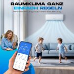 Split Klimaanlage 9000 BTU，4-in-1-Kältegerät mit Heizen, Kühlen, Entfeuchten und Lüften, bis52 m², ultraleise, Fernbedienung & APP, 24h-Timer/Schlaf/ECO-Energiesparmodus, inkl. Montagematerial