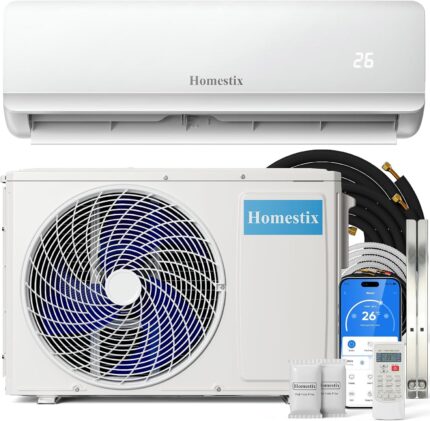 Split Klimaanlage 9000 BTU，4-in-1-Kältegerät mit Heizen, Kühlen, Entfeuchten und Lüften, bis52 m², ultraleise, Fernbedienung & APP, 24h-Timer/Schlaf/ECO-Energiesparmodus, inkl. Montagematerial