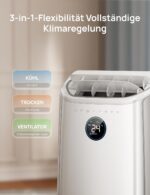 DREO 12000 BTU Mobiles Klimagerät (3-in-1 Kühlen/Ventilieren/Entfeuchten), leise für Schlafzimmer/Büro, Steuerung per App/Sprachbefehl/Fernbedienung, drainagefrei, Fenster-Set, 3,2 L/h, AC516S
