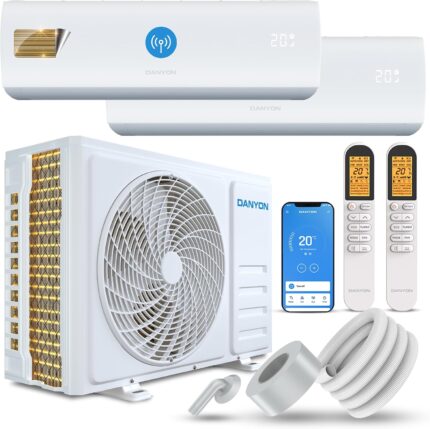 Danyon Multisplit Klimaanlage 2 Innengeräte - 18000 BTU - 5,2 kW, sehr leise & energiesparend, Smart Home, Inverter Klimagerät mit Heizfunktion, WiFi und App, Splitgerät vorgefüllt