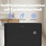 MEDION Smarte Mobile Klimaanlage mit Abluftschlauch P1202 (12000 BTU, mobil, inkl. Fensterabdichtung, bis 42m², 3in1 Kühlen Entfeuchten Ventilieren, App- und Sprachsteuerung, Schlafmodus