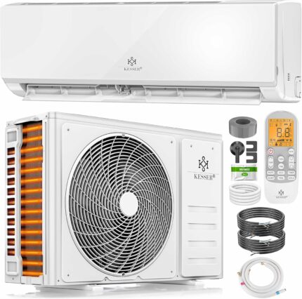 KESSER® Klimaanlage Set Split, WiFi/App Funktion Klimagerät, Kühlen A++/Heizen A+, 18000 BTU/h (5.300W) sehr leise, Kältemittel R32, Fernbedienung, Timerfunktion, Montagematerial, Weiß