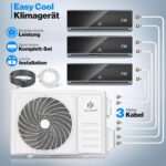 KESSER® Multisplit Klimaanlage 3 Innengeräte, 27000 BTU, Split Klimagerät Set mit WiFi/App, Heizen & Kühlen, Inverter, Eco-Modus, Luftentfeuchter & Ventilator, sehr leise, R32, Montagematerial