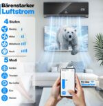 KESSER® Multisplit Klimaanlage 3 Innengeräte, 27000 BTU, Split Klimagerät Set mit WiFi/App, Heizen & Kühlen, Inverter, Eco-Modus, Luftentfeuchter & Ventilator, sehr leise, R32, Montagematerial