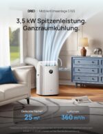 DREO 12000 BTU Mobiles Klimagerät (3-in-1 Kühlen/Ventilieren/Entfeuchten), leise für Schlafzimmer/Büro, Steuerung per App/Sprachbefehl/Fernbedienung, drainagefrei, Fenster-Set, 3,2 L/h, AC516S