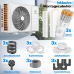 KESSER® Multisplit Klimaanlage 3 Innengeräte, 27000 BTU, Split Klimagerät Set mit WiFi/App, Heizen & Kühlen, Inverter, Eco-Modus, Luftentfeuchter & Ventilator, sehr leise, R32, Montagematerial